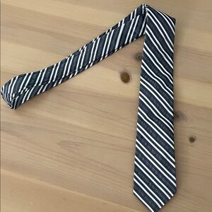Black Fleece by Thom Browne Classic Black and White Striped silk Tie new